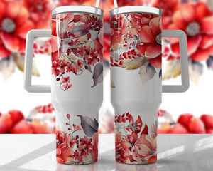 Red Poppies 40oz Tumbler Sublimation Transfer