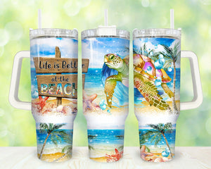 Life is Better at the Beach 2 40oz Tumbler Sublimation Transfer