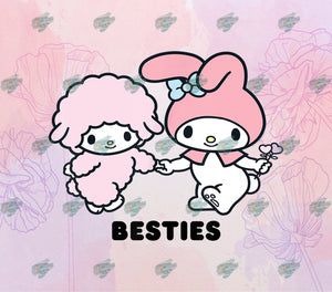 Besties Bunny and Sheep Tumbler Sublimation Transfer
