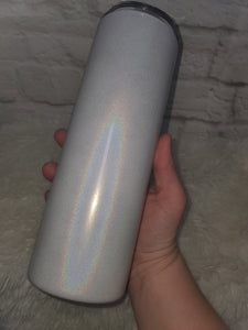 20oz Skinny Totally Straight White Shimmer Sublimation Tumblers