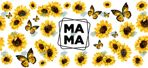Mama Sunflowers and Butterflies Libby Tumbler Sublimation Transfer