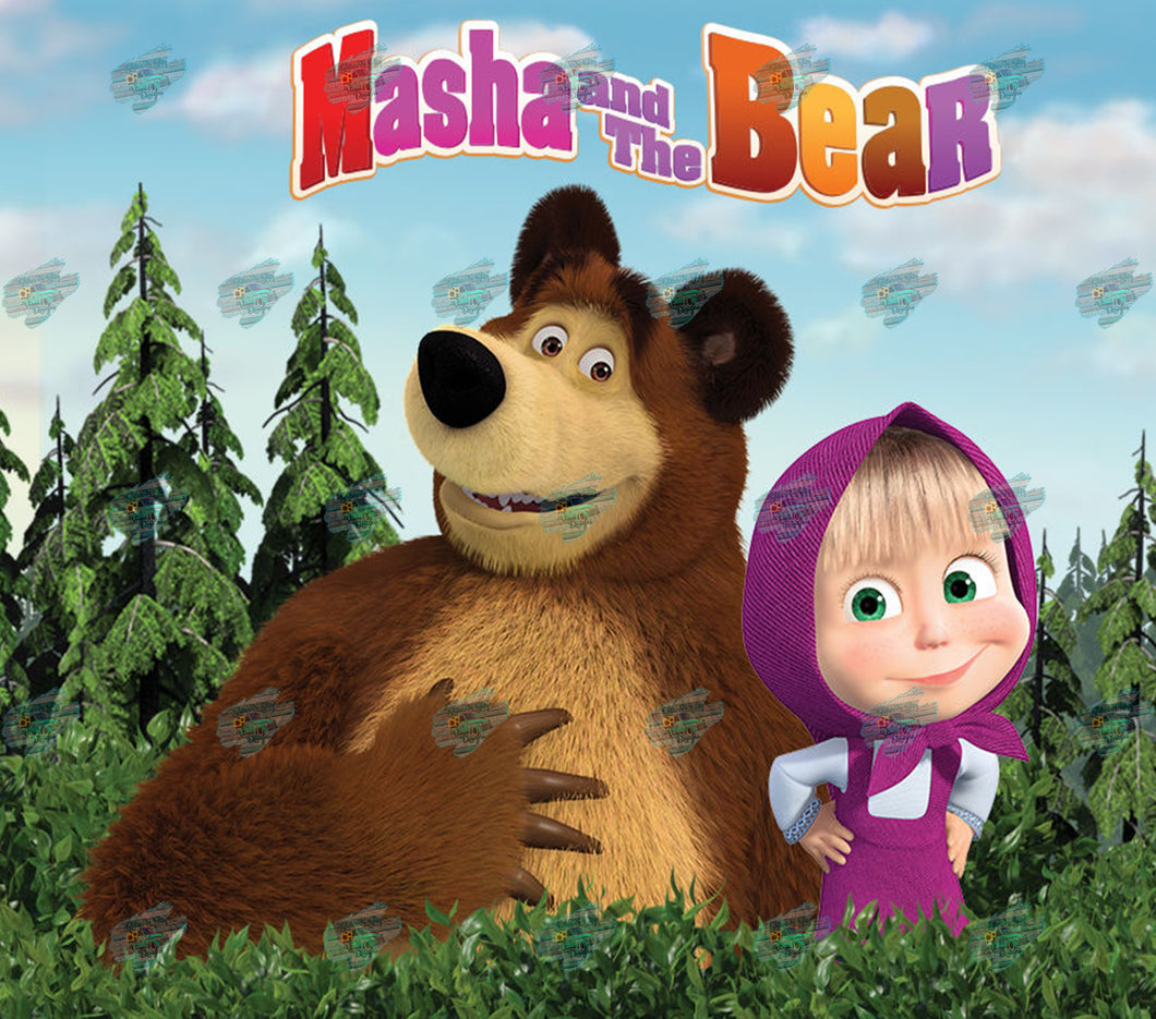 Masha and the Bear Kids Tumbler Sublimation Transfer