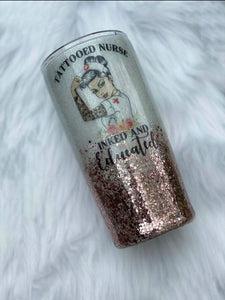 Tattooed Nurse, Inked and Educated Waterslide Decal for Tumblers