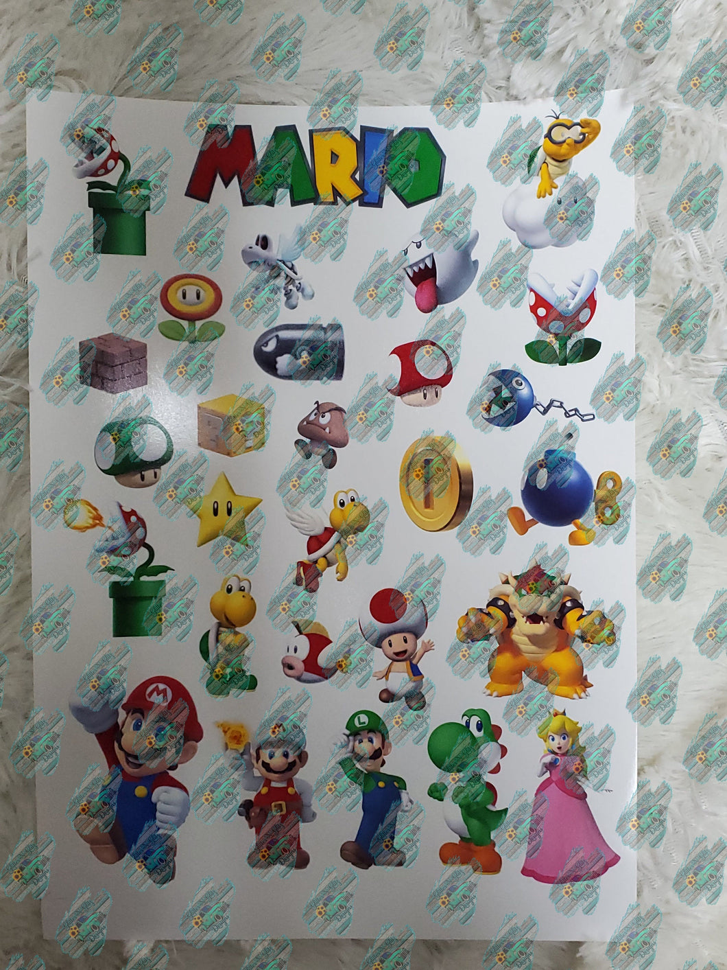 Mario and Friends Full Sheet Waterslide Decals for Tumblers