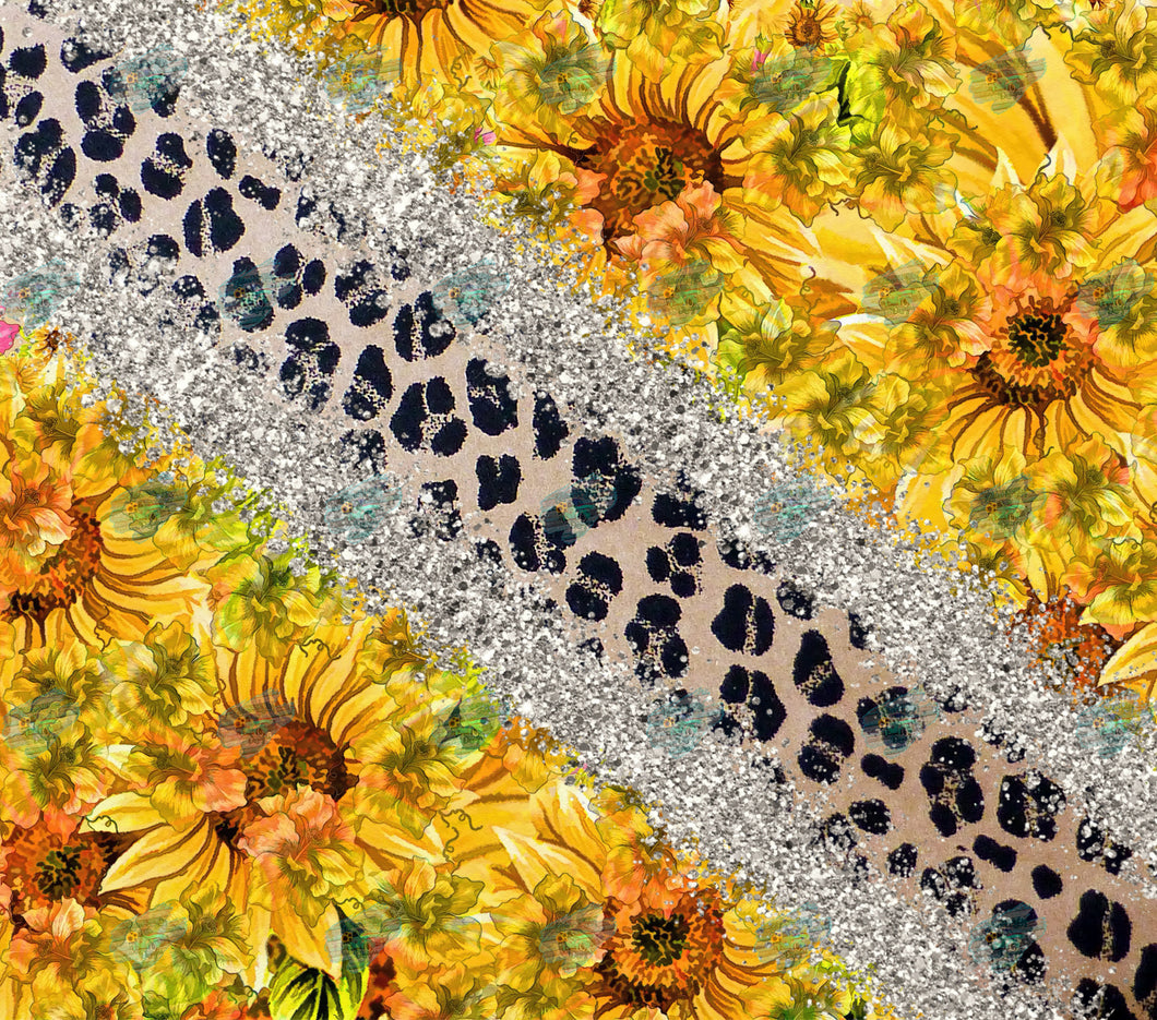 Sunflower Leopard Glitter Tumbler Sublimation Transfer