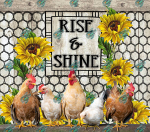 Rise and Shine Chicken Tumbler Sublimation Transfer
