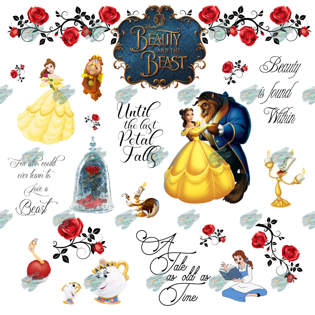 Beauty and the Beast Tumbler Sublimation Transfer