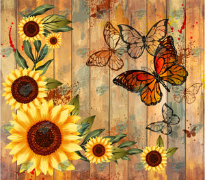 Sunflowers and Butterflies Tumbler Sublimation Transfer