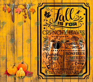 Fall is For Yellow Tumbler Sublimation Transfer