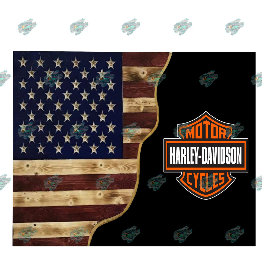 Harley American Flag Tumbler Sublimation Transfer