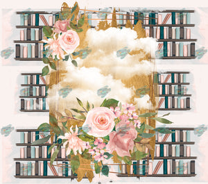 Books and Flowers Tumbler Sublimation Transfer