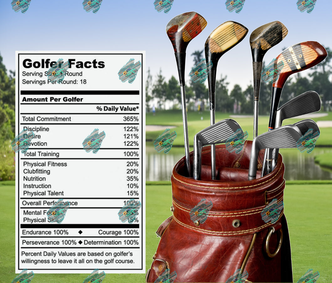Golfer Facts Tumbler Sublimation Transfer