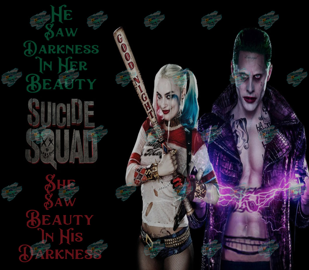 Harley Quinn and Joker Tumbler Sublimation Transfer