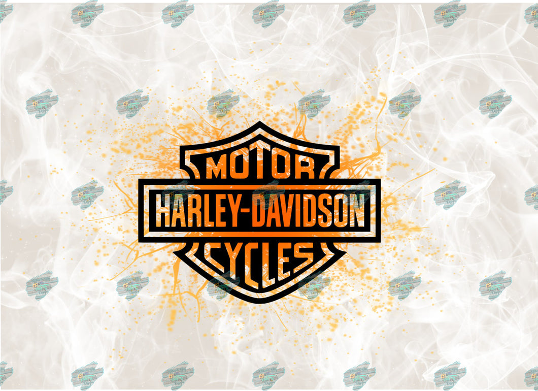 Harley Smoke Orange Tan Tumbler Sublimation Transfer
