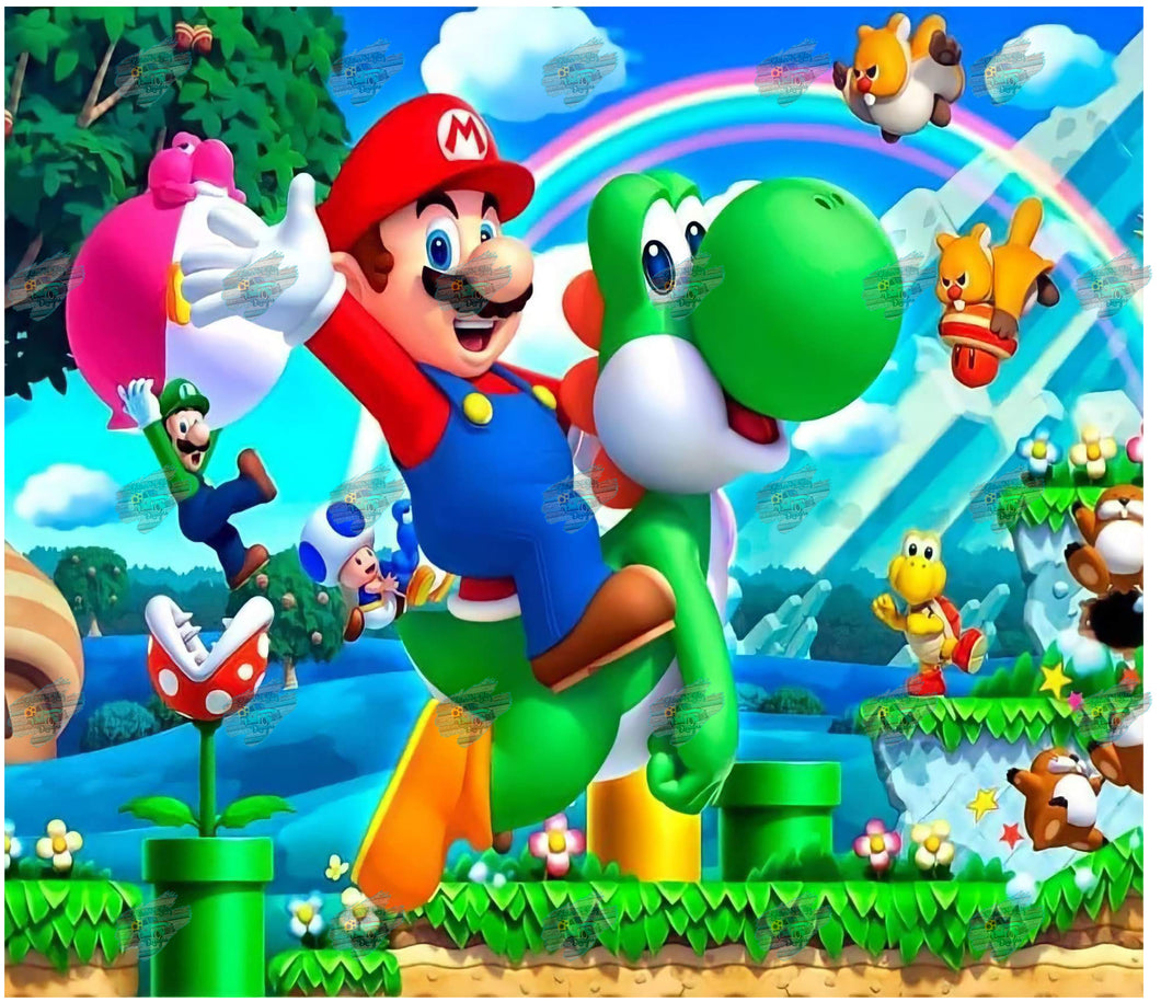Mario and Yoshi Tumbler Sublimation Transfer