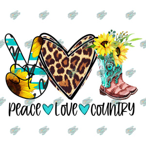 Peace Love Country Sublimation Transfer