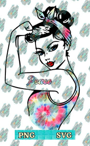 Peace Tie Dye Modern Rosie SVG PNG File