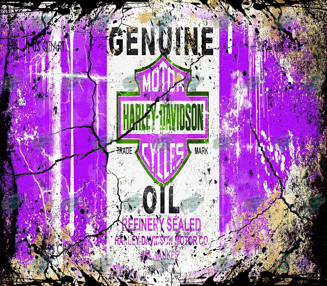 Harley Davidson Genuine Oil Purple Tumbler Sublimation Transfer