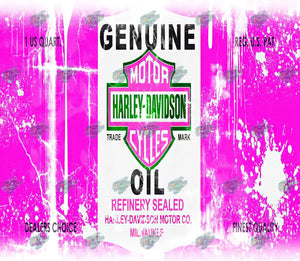 Harley Davidson Genuine Oil Pink Tumbler Sublimation Transfer