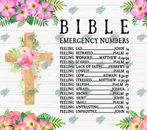 Bible Emergency Numbers Cross Tumbler Sublimation Transfer