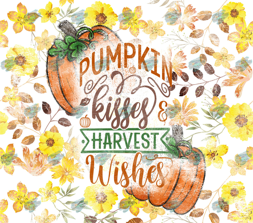 Pumpkin Kisses and Harvest Wishes 2 Tumbler Sublimation Transfer