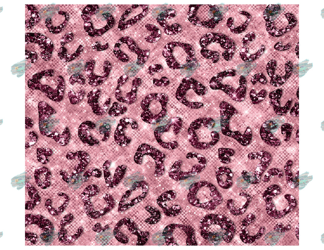 Pink Leopard Print Glitter Tumbler Sublimation Transfer