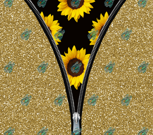 Sunflower Zipper Gold Glitter Tumbler Sublimation Transfer