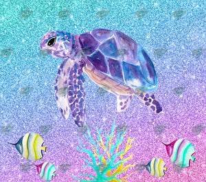 Glitter Sea Turtle Tumbler Sublimation Transfer