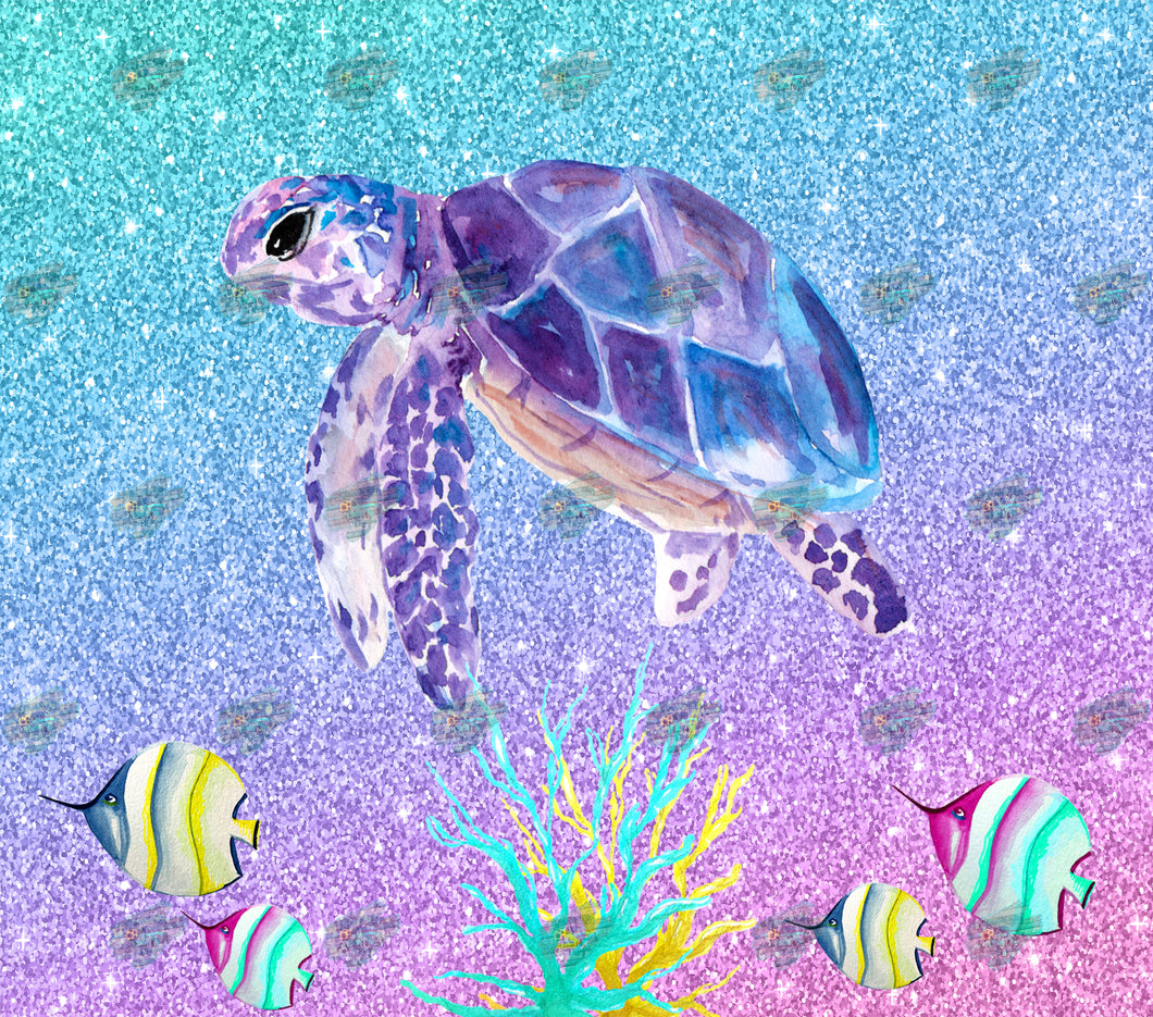 Glitter Sea Turtle Tumbler Sublimation Transfer