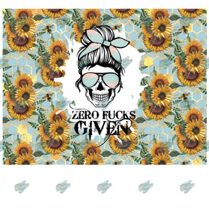 Zero Fucks Given Sunflower Tumbler Sublimation Transfer