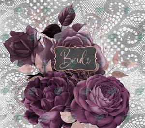Bride Purple Floral Tumbler Sublimation Transfer