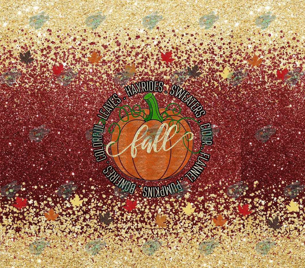 Fall Red and Gold Tumbler Sublimation Transfer