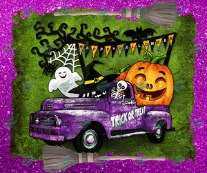 Trick or Treat Truck Tumbler Sublimation Transfer