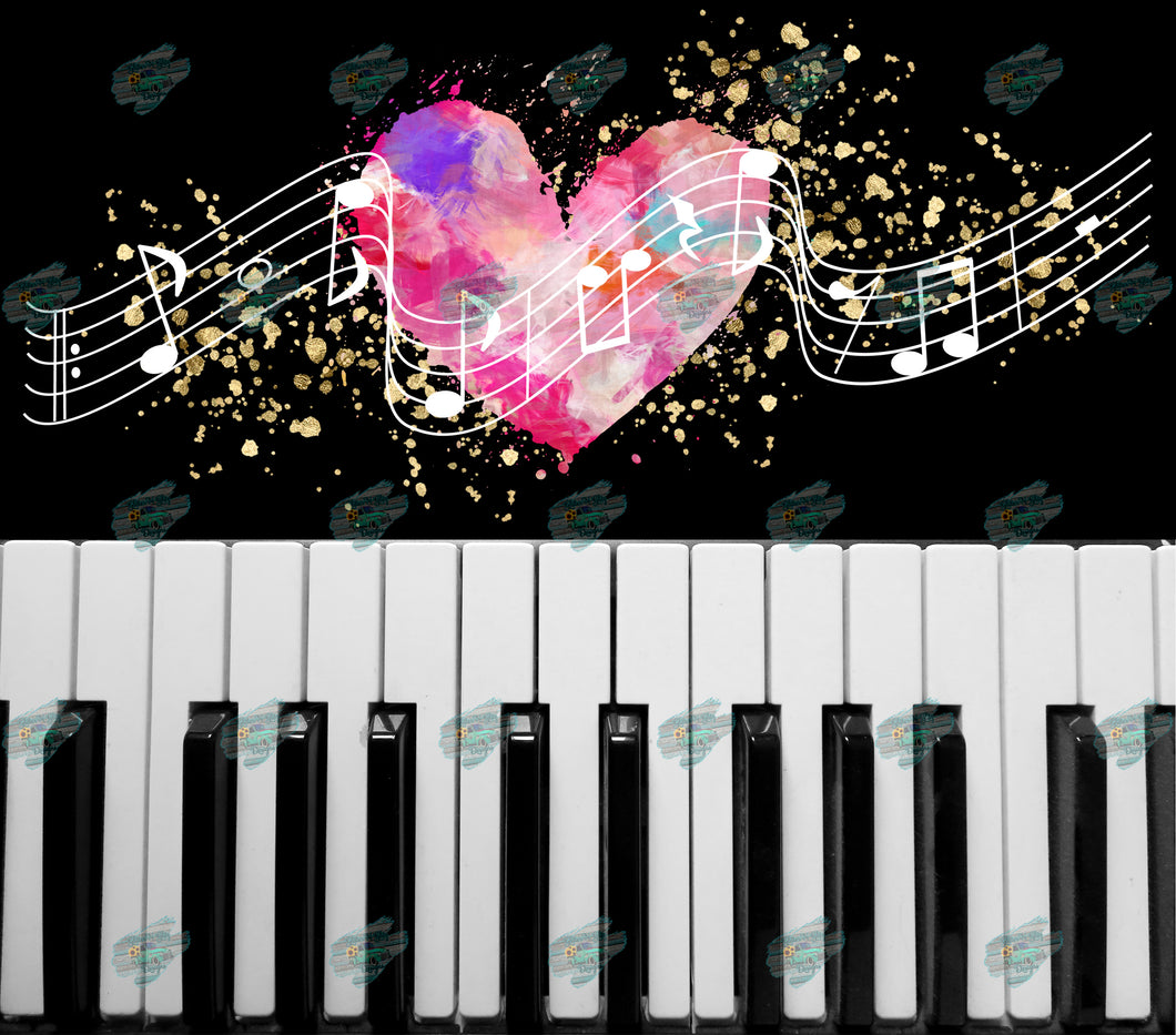 Piano Heart Tumbler Sublimation Transfer