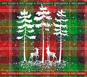 Happy Holidays Forest Plaid Tumbler Sublimation Transfer